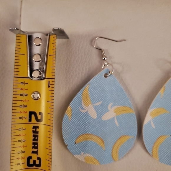 Handmade faux leather banana foodie earrings - Picture 3 of 4